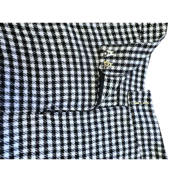 Unique Vintage Houndstooth A-Line Skirt With Side Pockets - Picture 7 of 9